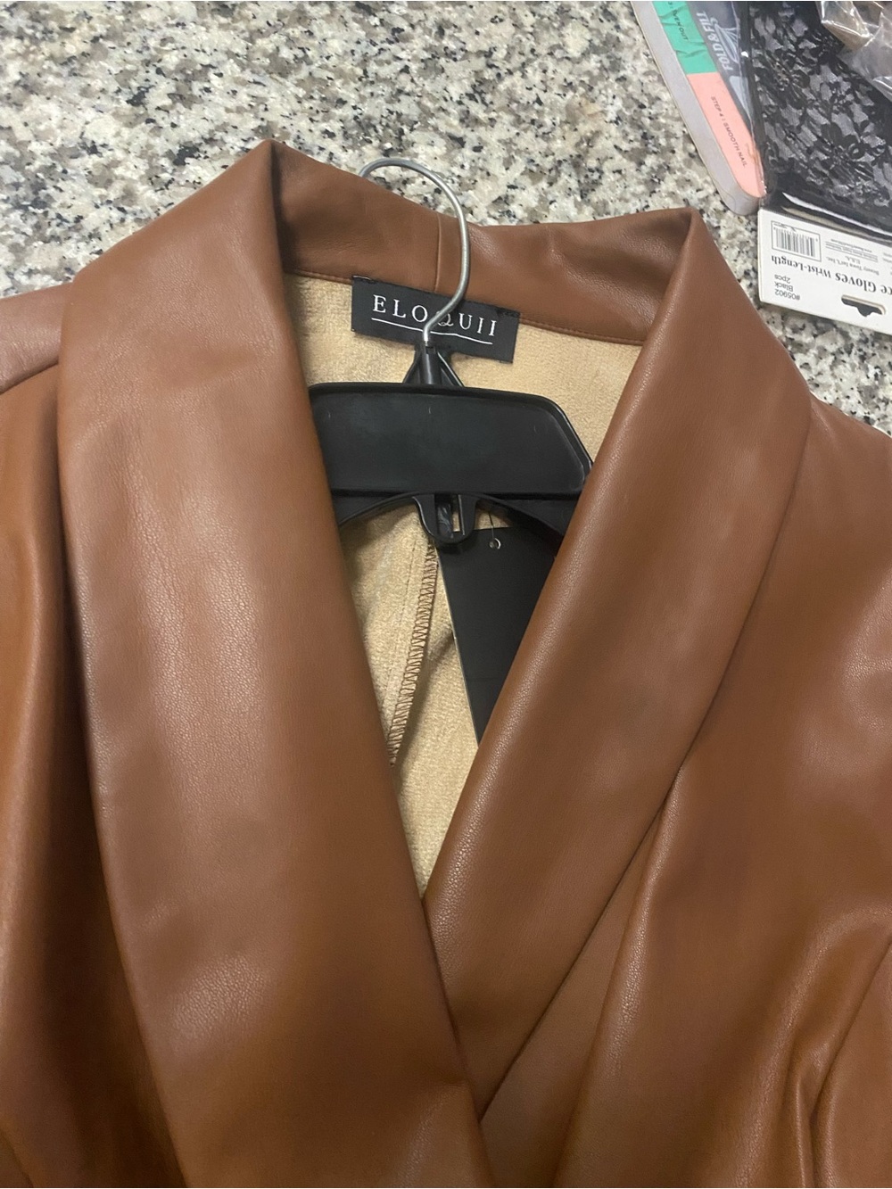 Eloquii Faux Leather Trench dress in Cognac - Picture 16 of 16